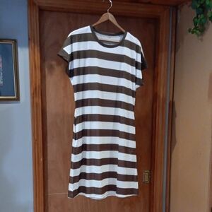 Striped Brown and White Women's Dress